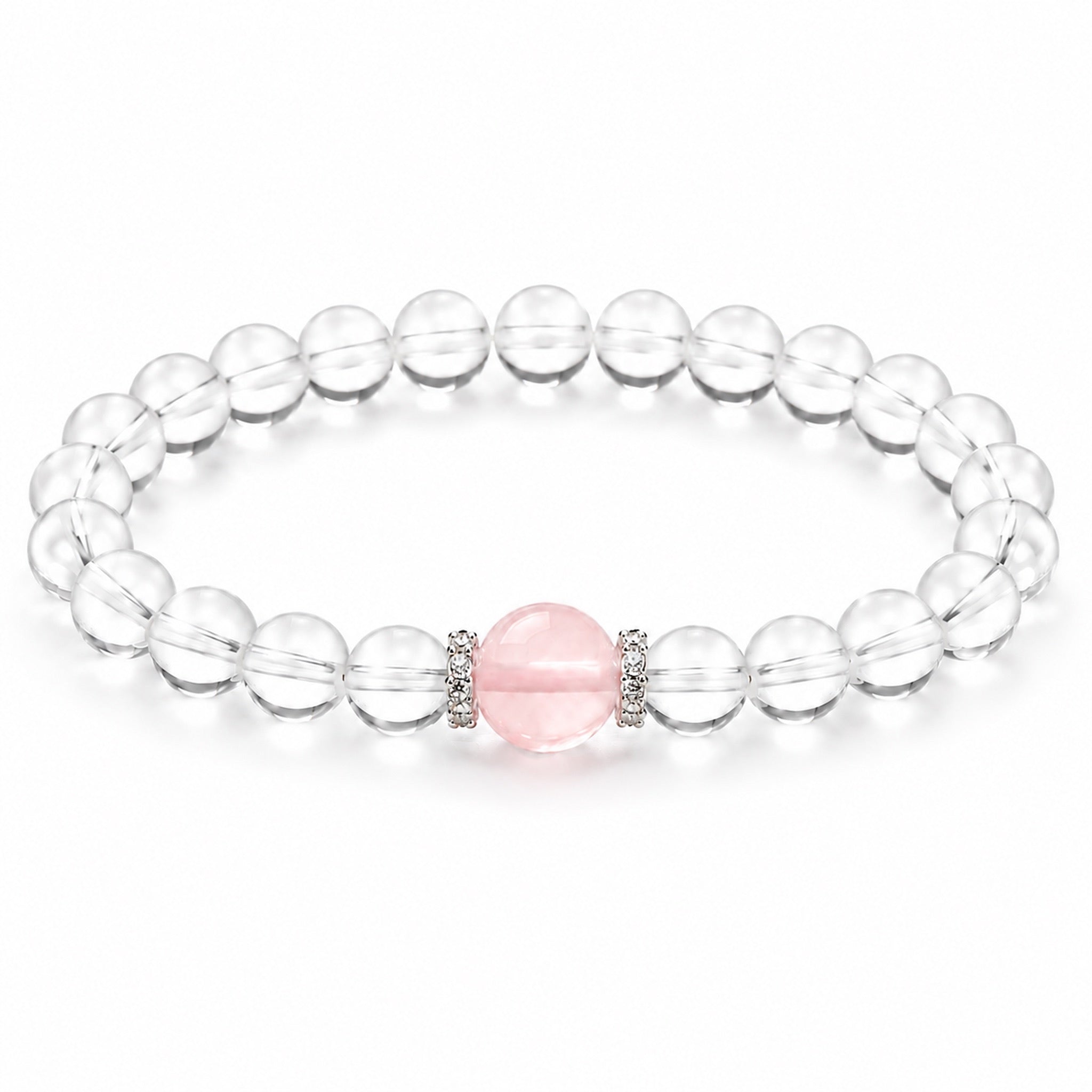 Natural Clear Quartz & Rose Quartz Bracelet