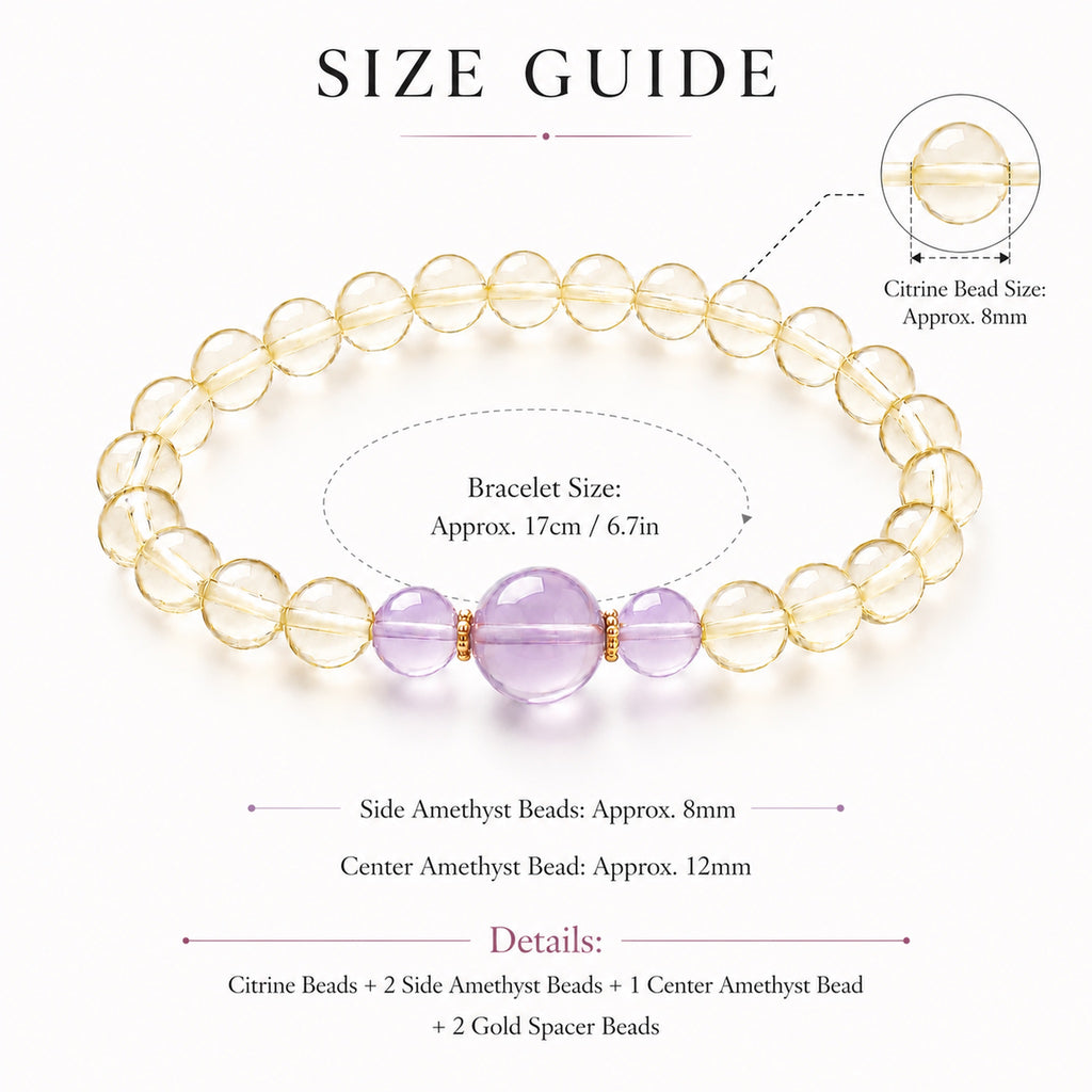 Natural Citrine & Amethyst Bracelet