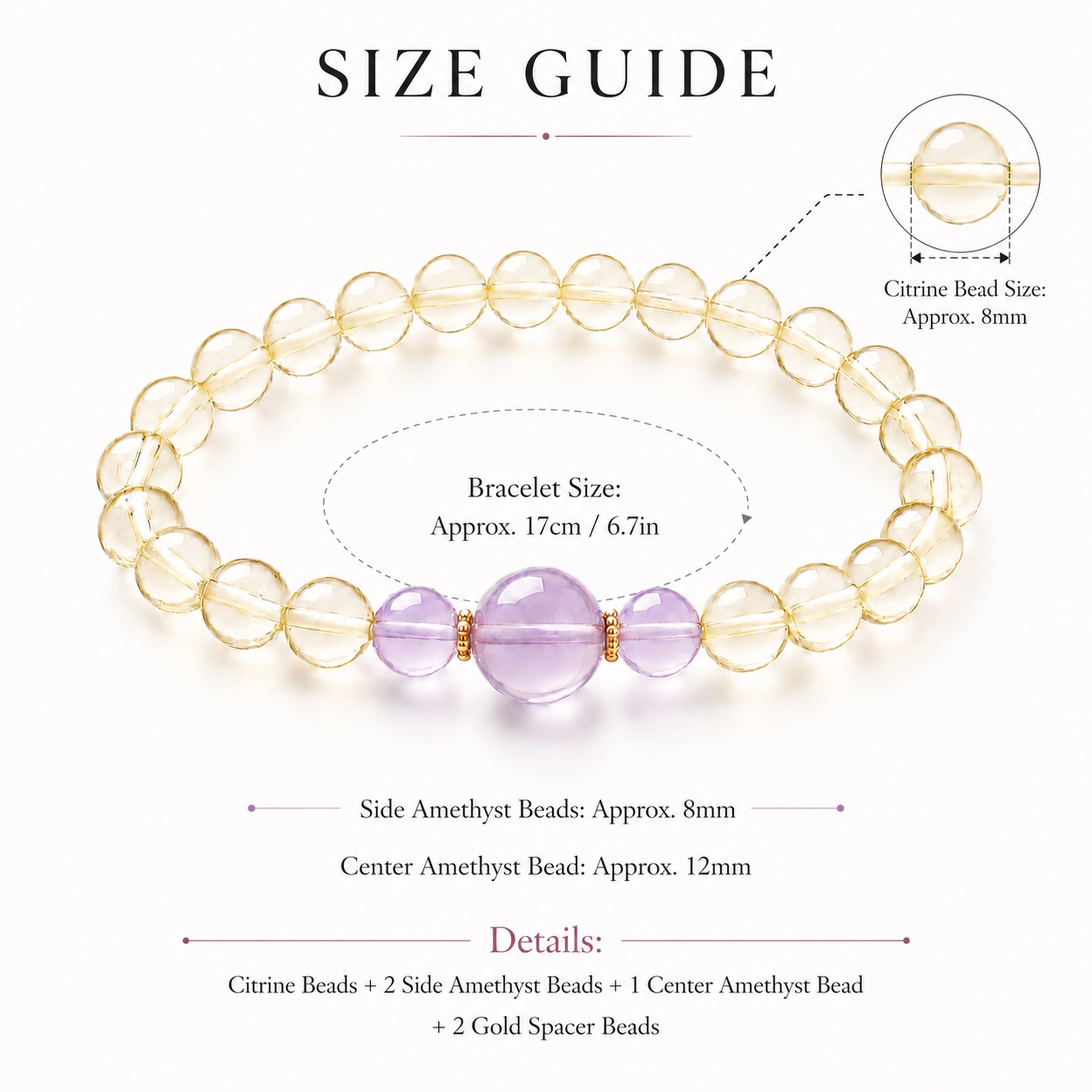 Natural Citrine & Amethyst Bracelet