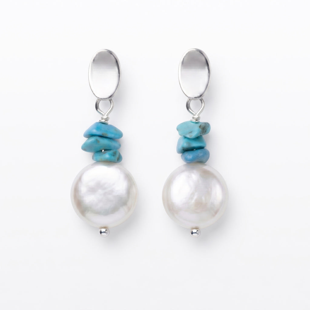Natural Baroque Pearl & Turquoise-Tone Drop Earrings