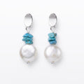 Natural Baroque Pearl & Turquoise-Tone Drop Earrings