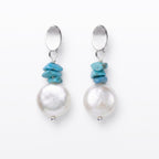 Baroque Pearl & Turquoise-Tone Drop Earrings
