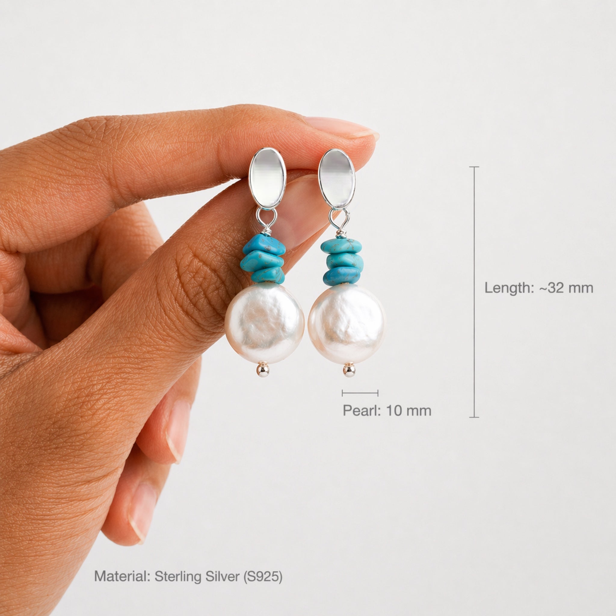 Natural Baroque Pearl & Turquoise-Tone Drop Earrings