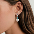 Baroque Pearl & Turquoise-Tone Drop Earrings