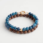 Blue Bead & Sandalwood Bracelet Set