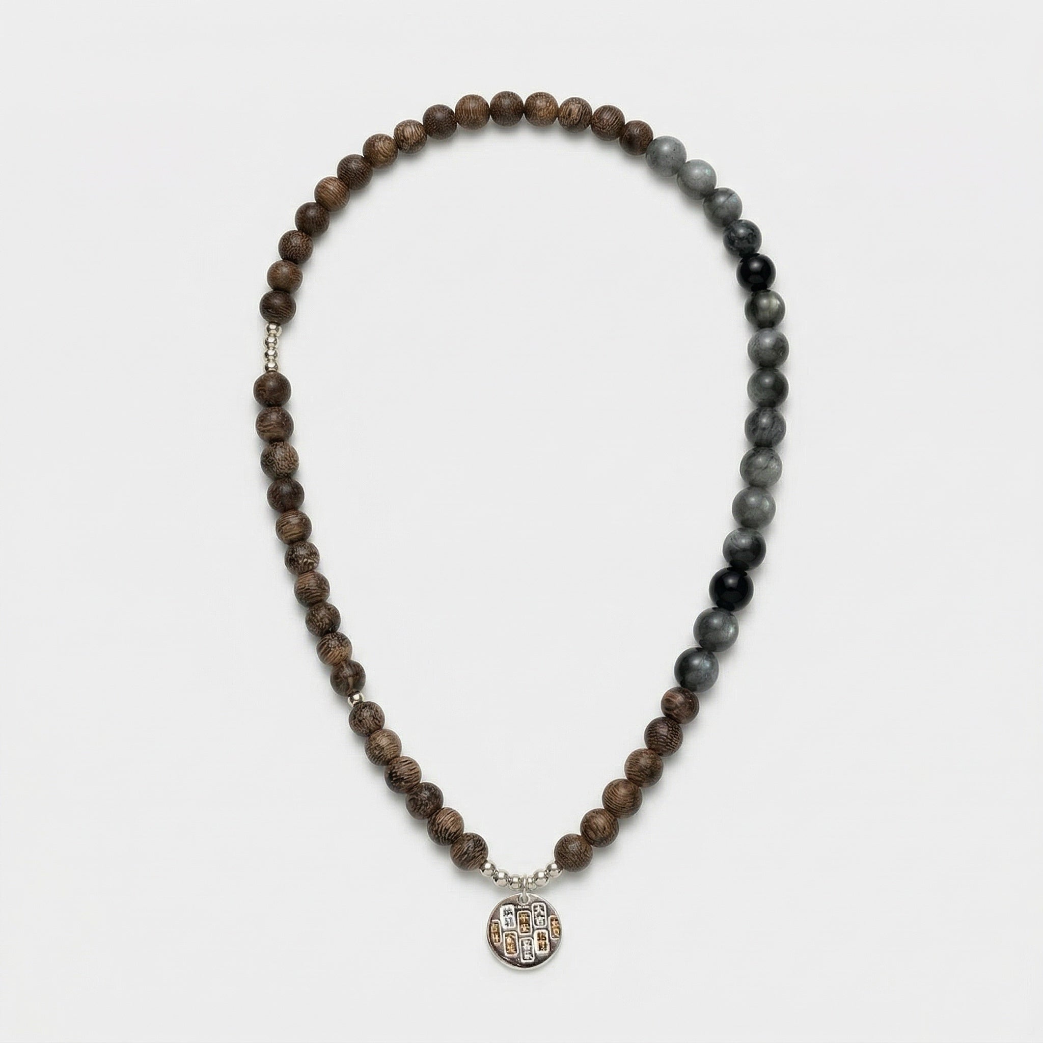 Hawk Eye Stone & Sandalwood Necklace
