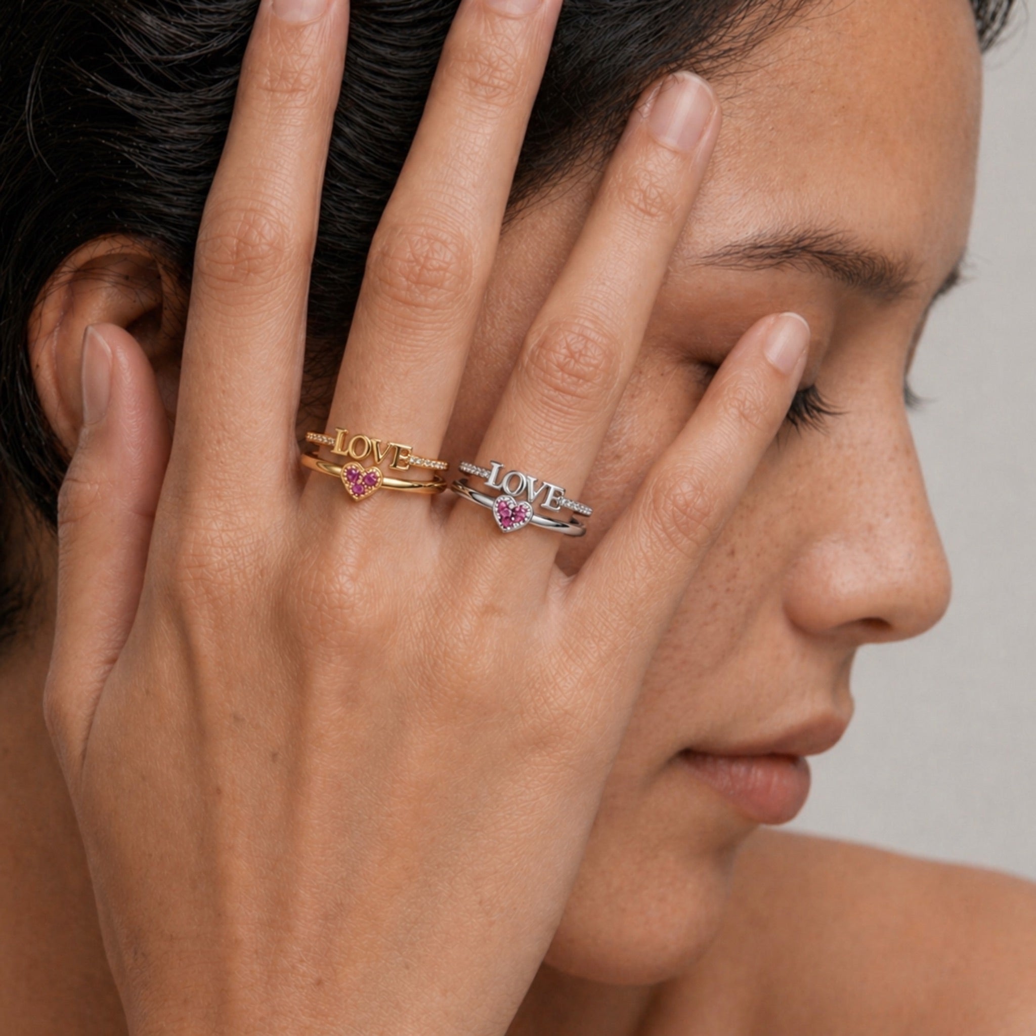 Love Heart Open Ring Set
