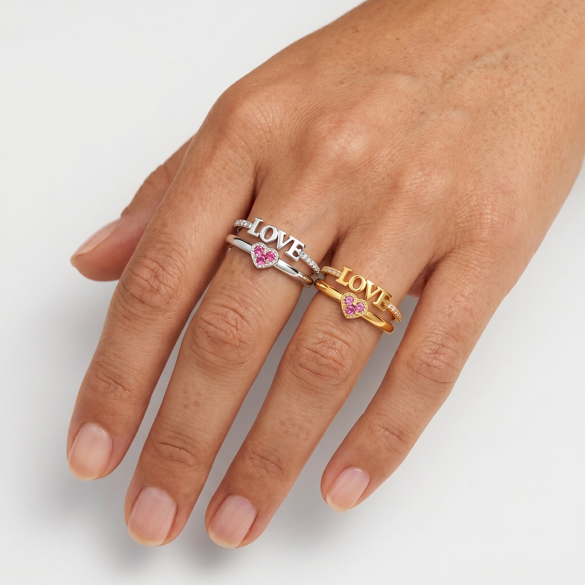 Love Heart Open Ring Set