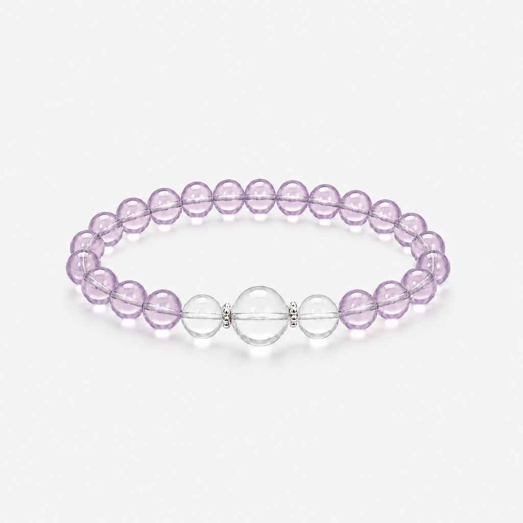 Natural Amethyst & Clear Quartz Bracelet | Minimal Crystal Jewelry