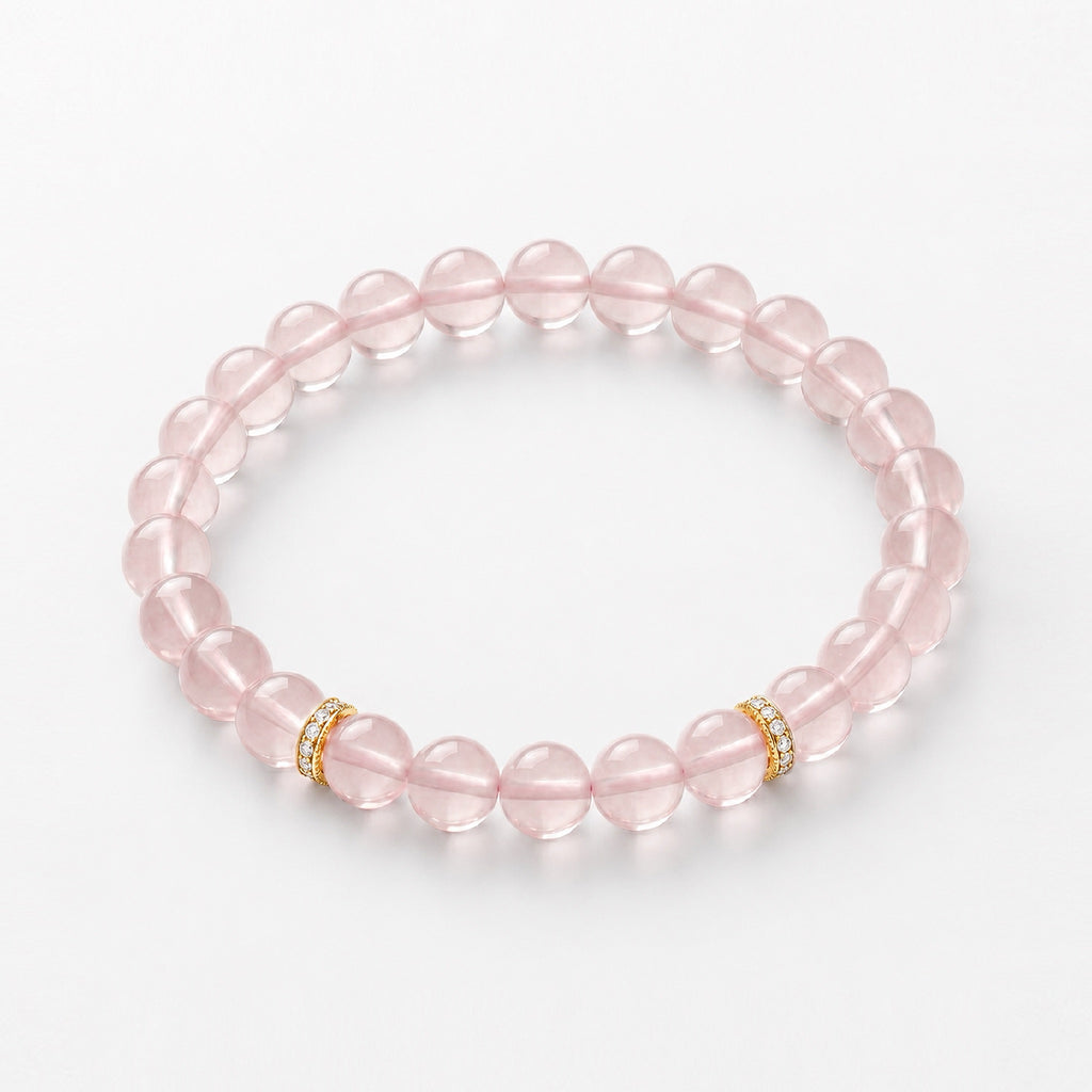 Natural Rose Quartz Bracelet | 7mm Pink Crystal Jewelry