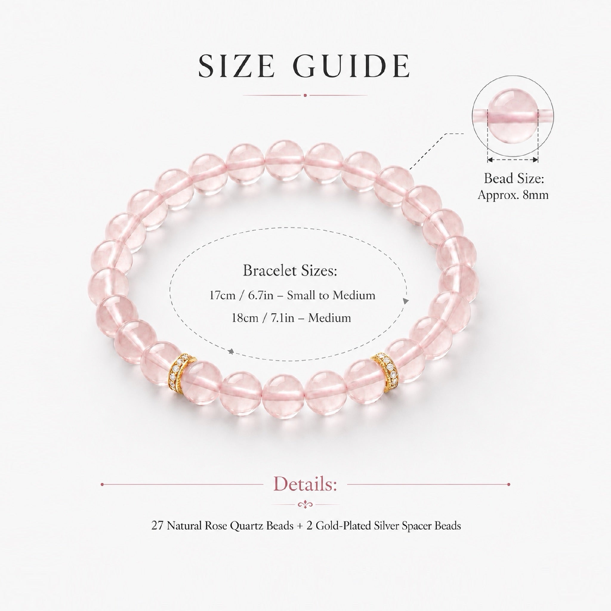 8mm Rose Quartz Bracelet