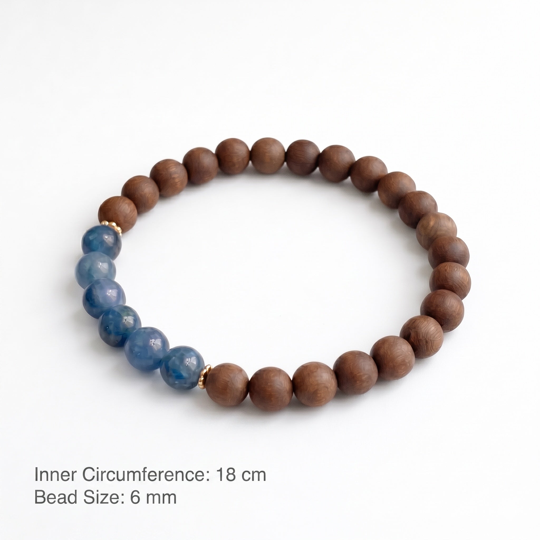 Calm Blue Chalcedony & Sandalwood Bracelet Set