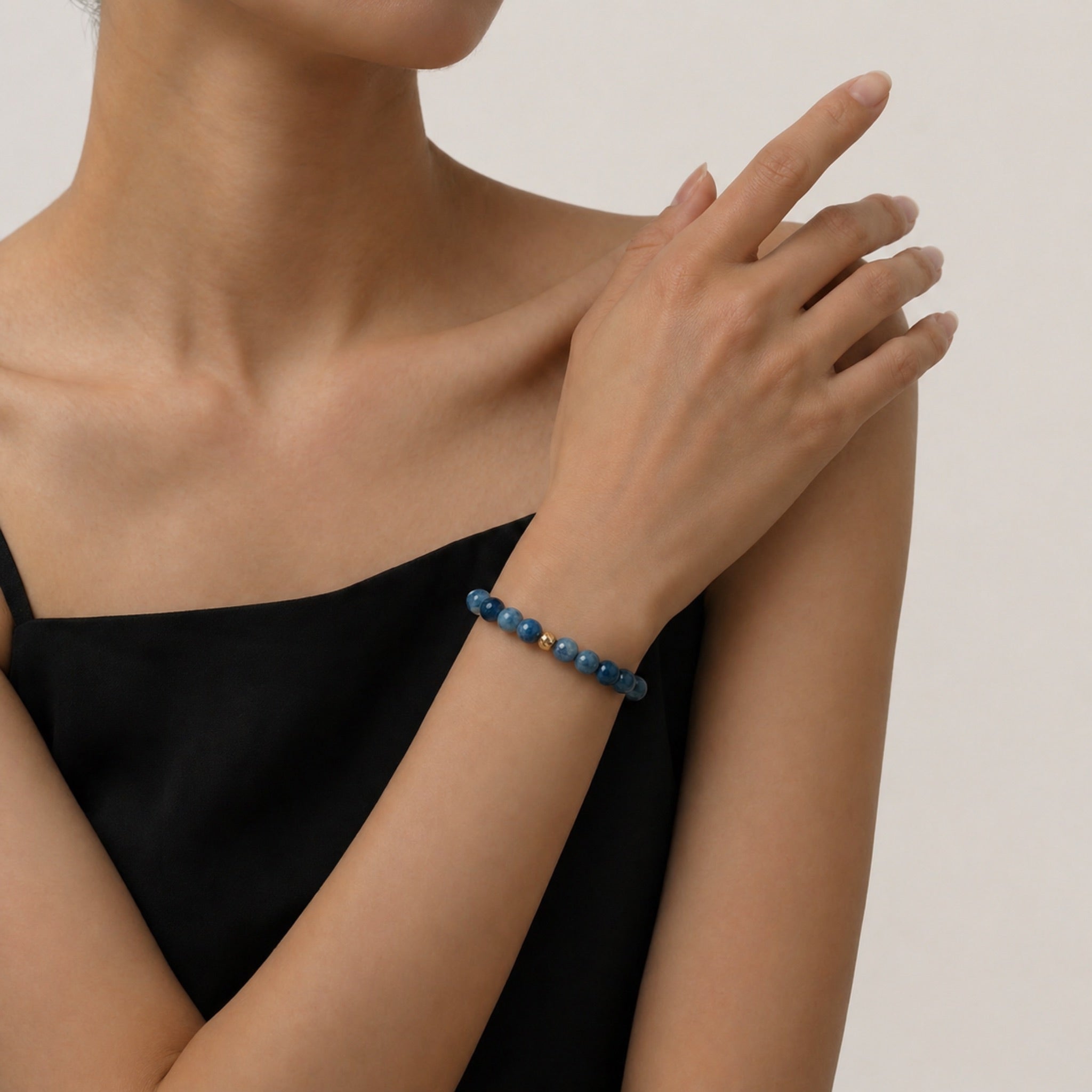 Calm Blue Chalcedony & Sandalwood Bracelet Set