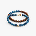 Blue Bead & Sandalwood Bracelet Set