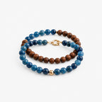 Blue Bead & Sandalwood Bracelet Set