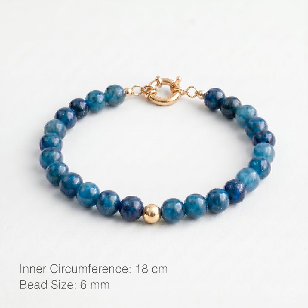 Blue Bead & Sandalwood Bracelet Set