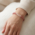 Strawberry Quartz & Clear Quartz Bracelet