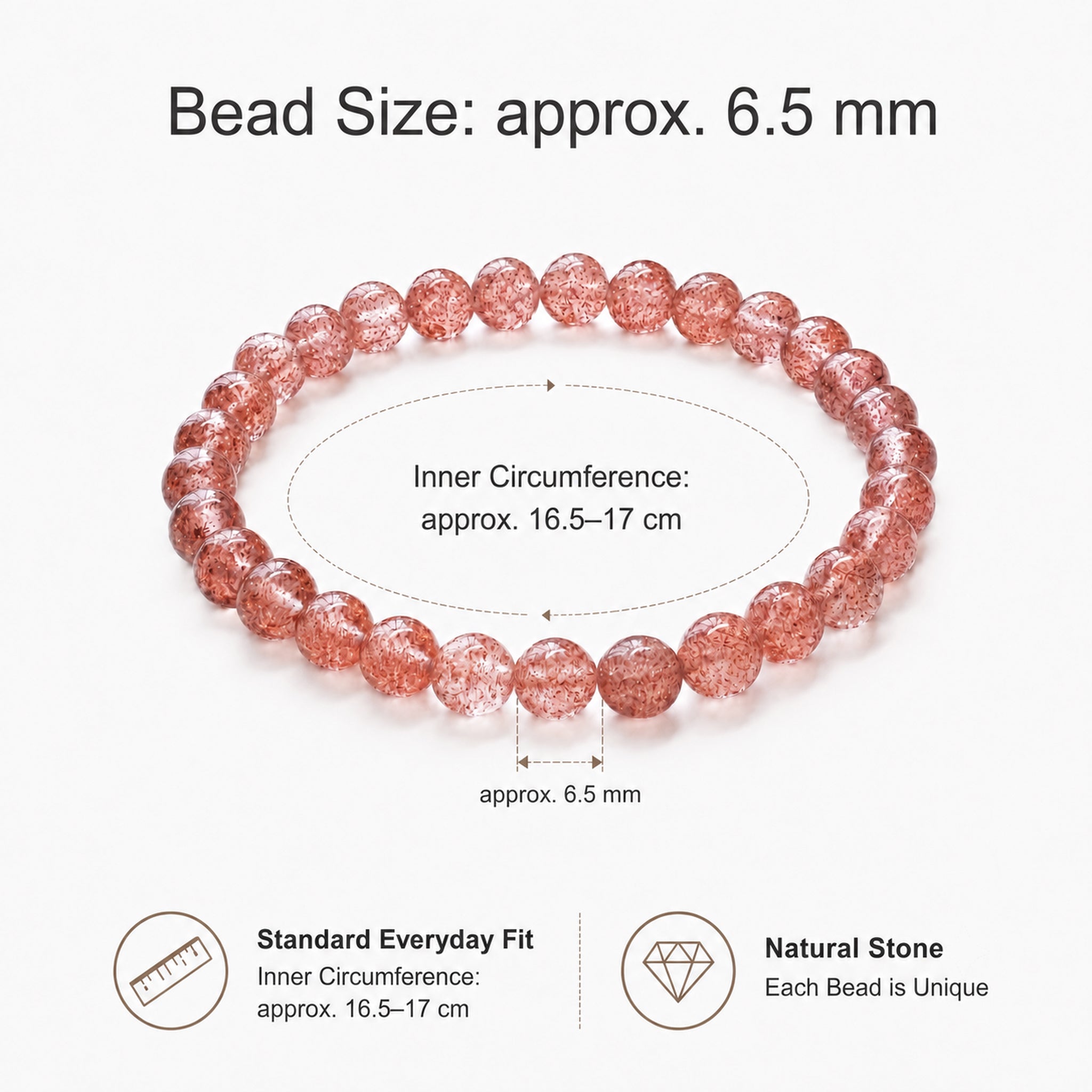 Strawberry Quartz Bracelet – 6mm