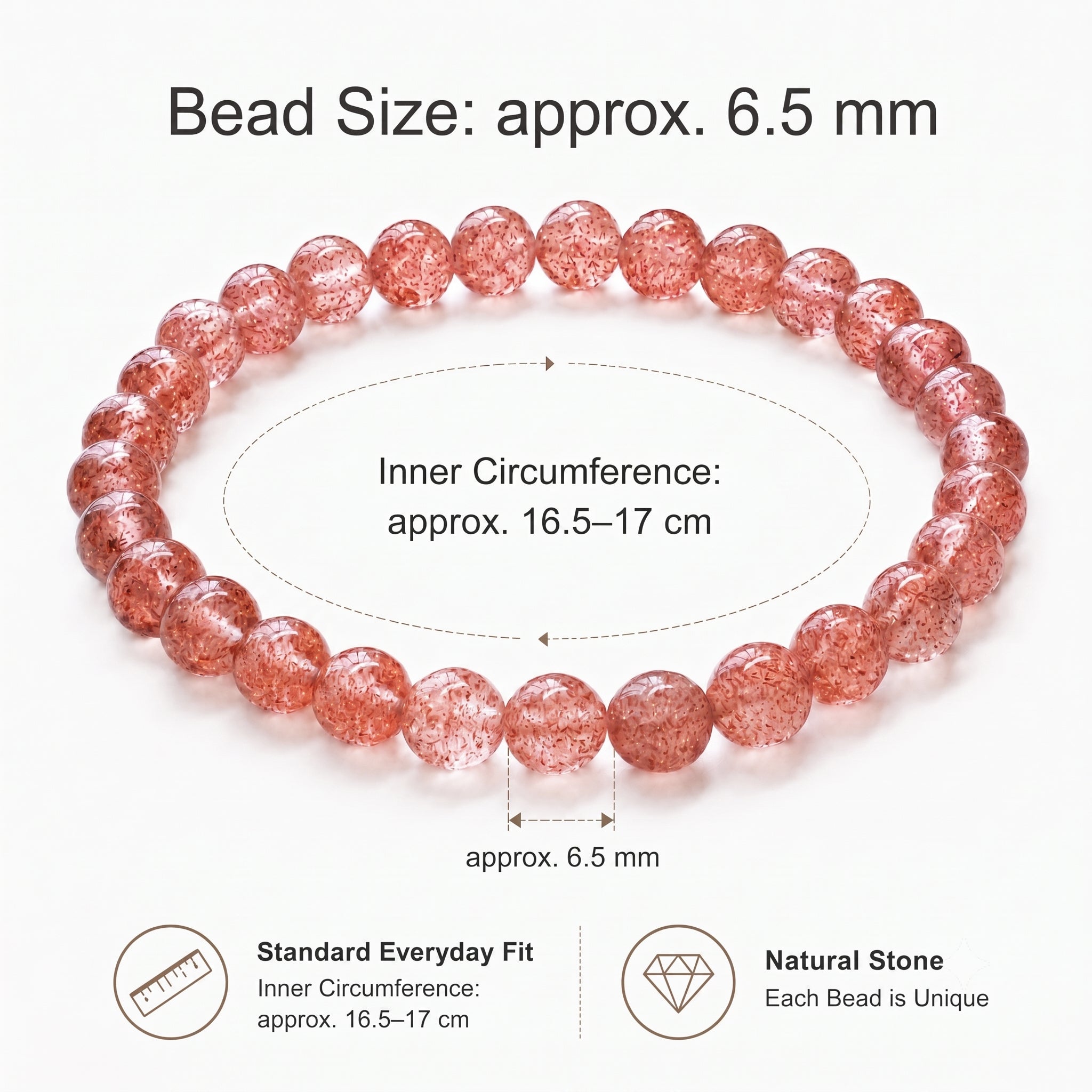 Strawberry Quartz Bracelet – 6mm