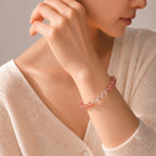 Strawberry Quartz & Clear Quartz Bracelet