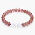 Natural Strawberry Quartz Bracelet with Clear Quartz & Silver Accents