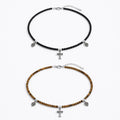 Vintage Cross & Shield Beaded Necklace Set