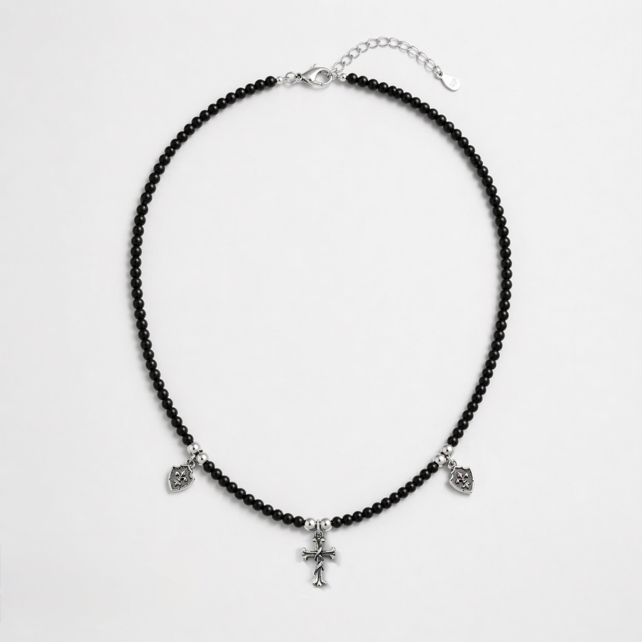 Vintage Cross & Shield Beaded Necklace Set