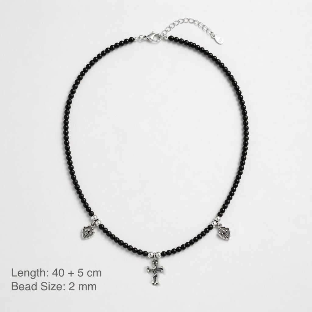 Vintage Cross & Shield Beaded Necklace Set
